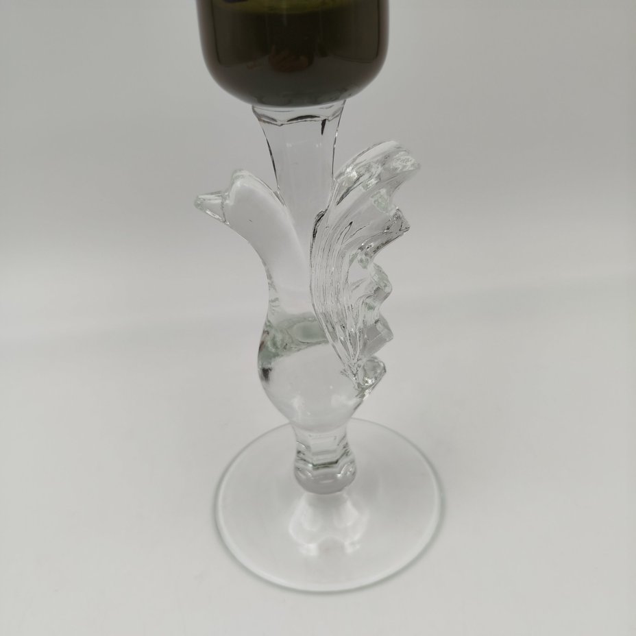 Подсвечник "Птица счастья" дымчатого оттенка, цветное стекло, Гусевской хрустальный завод (Гусь-Хрустальный), Российская Федерация, 1991-2010 гг.