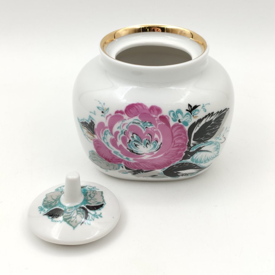Сахарница "Роза", автор формы Семенов В. Л, Ленинградский фарфоровый завод (ЛФЗ)