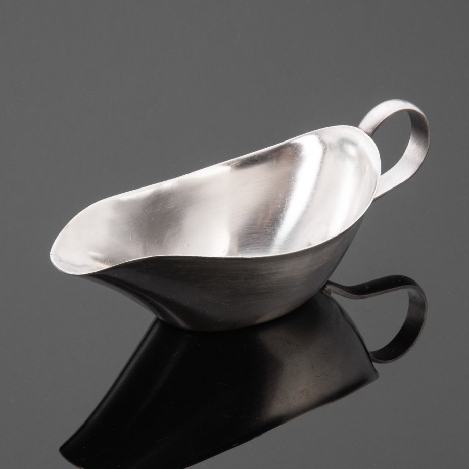 Соусник лаконичной формы (винтажный), мНЦ (медь-никель-цинк), серебрение, Кольчугинский завод цветных металлов, СССР, 1970-1990 гг.