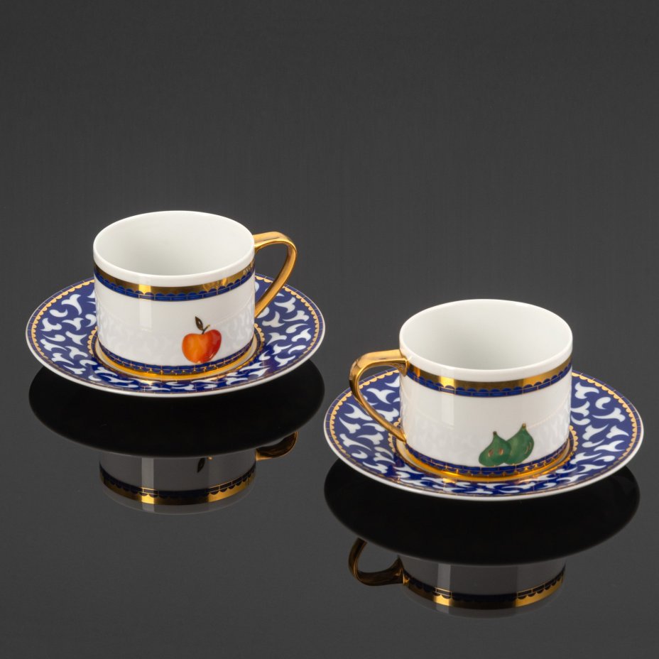 Набор чайных пар на 2 персоны "Frutta alla finestra" в оригинальной коробке, Bulgari, Rosenthal (Розенталь)
