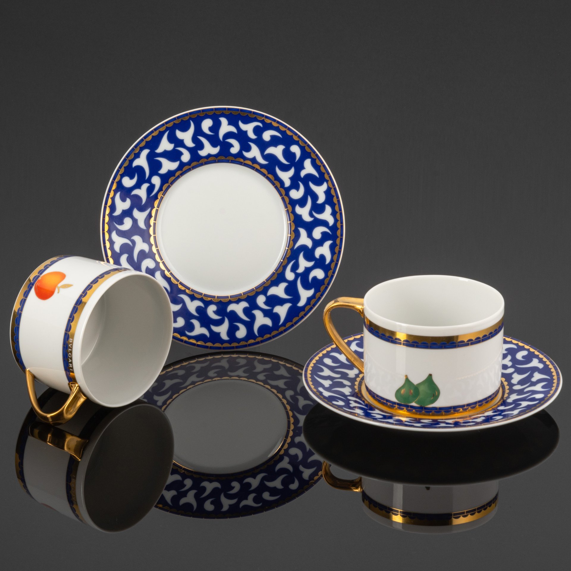 Набор чайных пар на 2 персоны "Frutta alla finestra" в оригинальной коробке, Bulgari, Rosenthal (Розенталь)