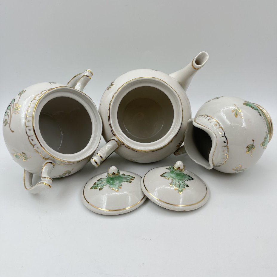 Сервиз чайный "Барбарис" (зеленый) на 5 персон (13 предметов), автор Е. П. Смирнов