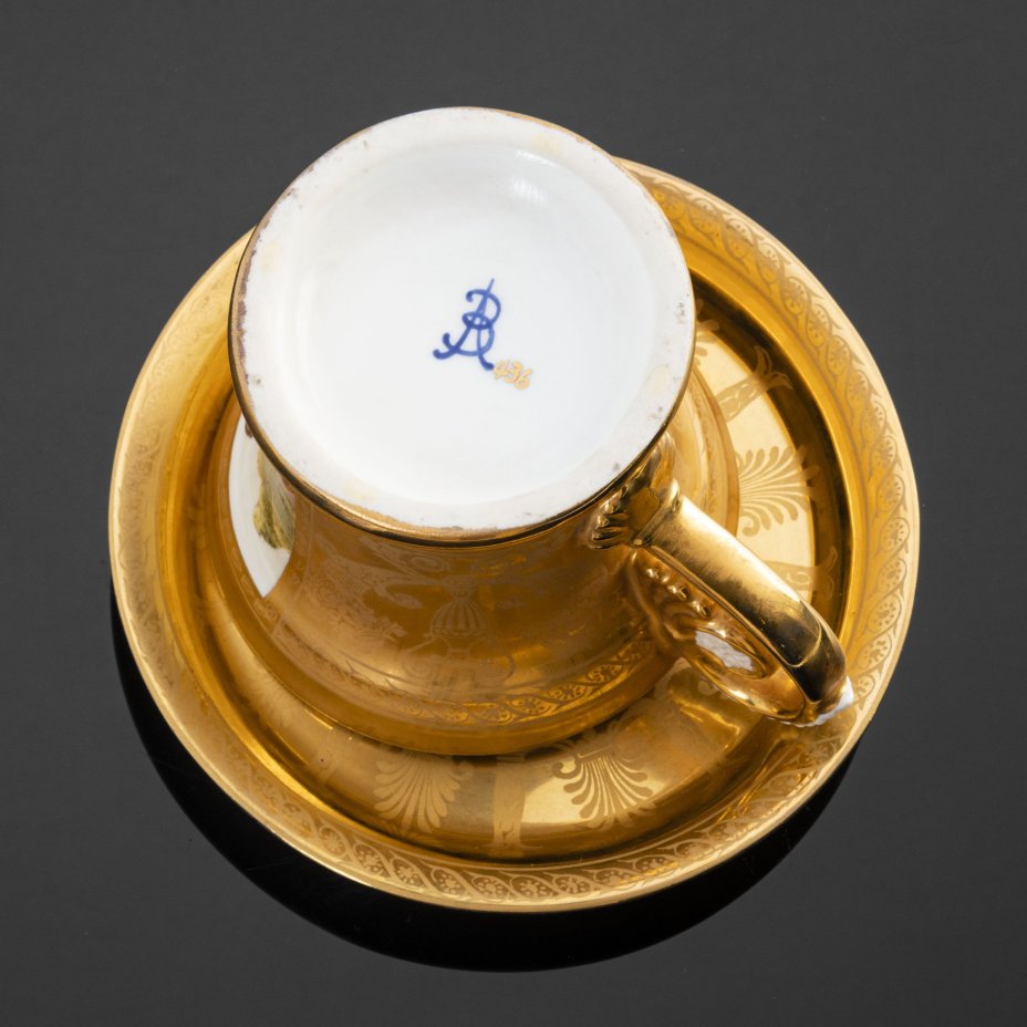 Чайная пара в стиле Ампир с изображением античной сцены