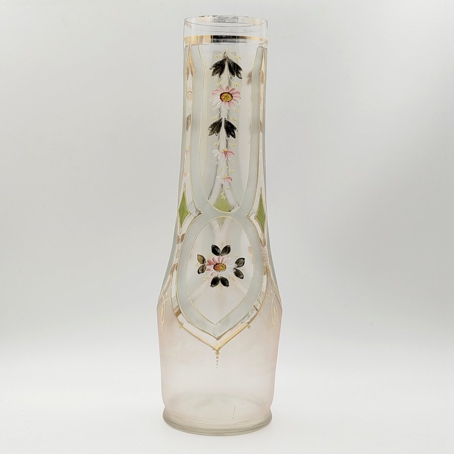 Ваза с изображением цветов, стекло, матовое, эмали, золочение, Западная Европа, 1950-1980 гг.