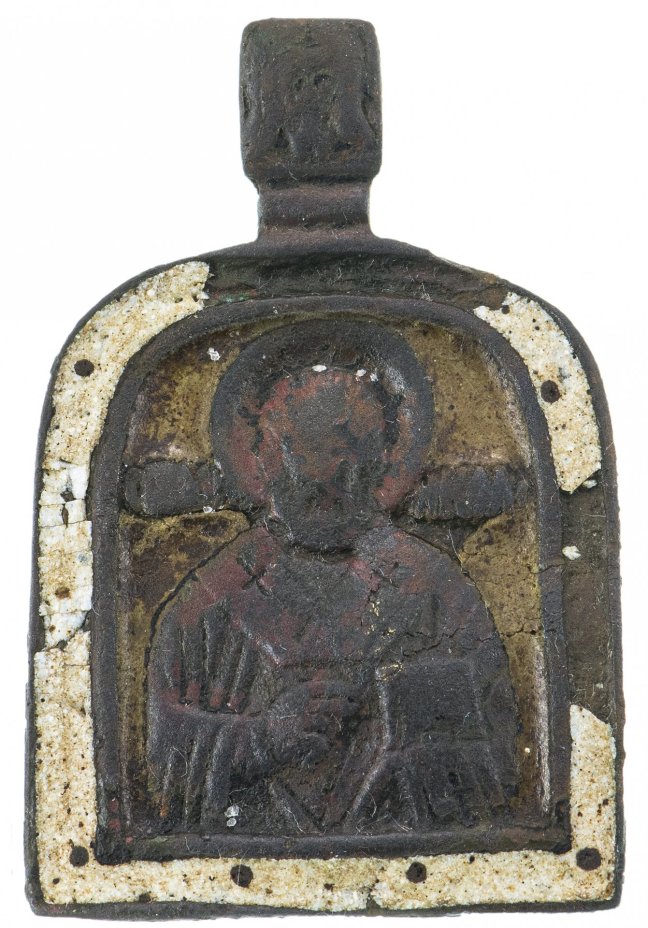 Икона "Святитель Николай Чудотворец" (Николай Угодник), бронза, литье, эмаль, Российская Империя, 18 век.
