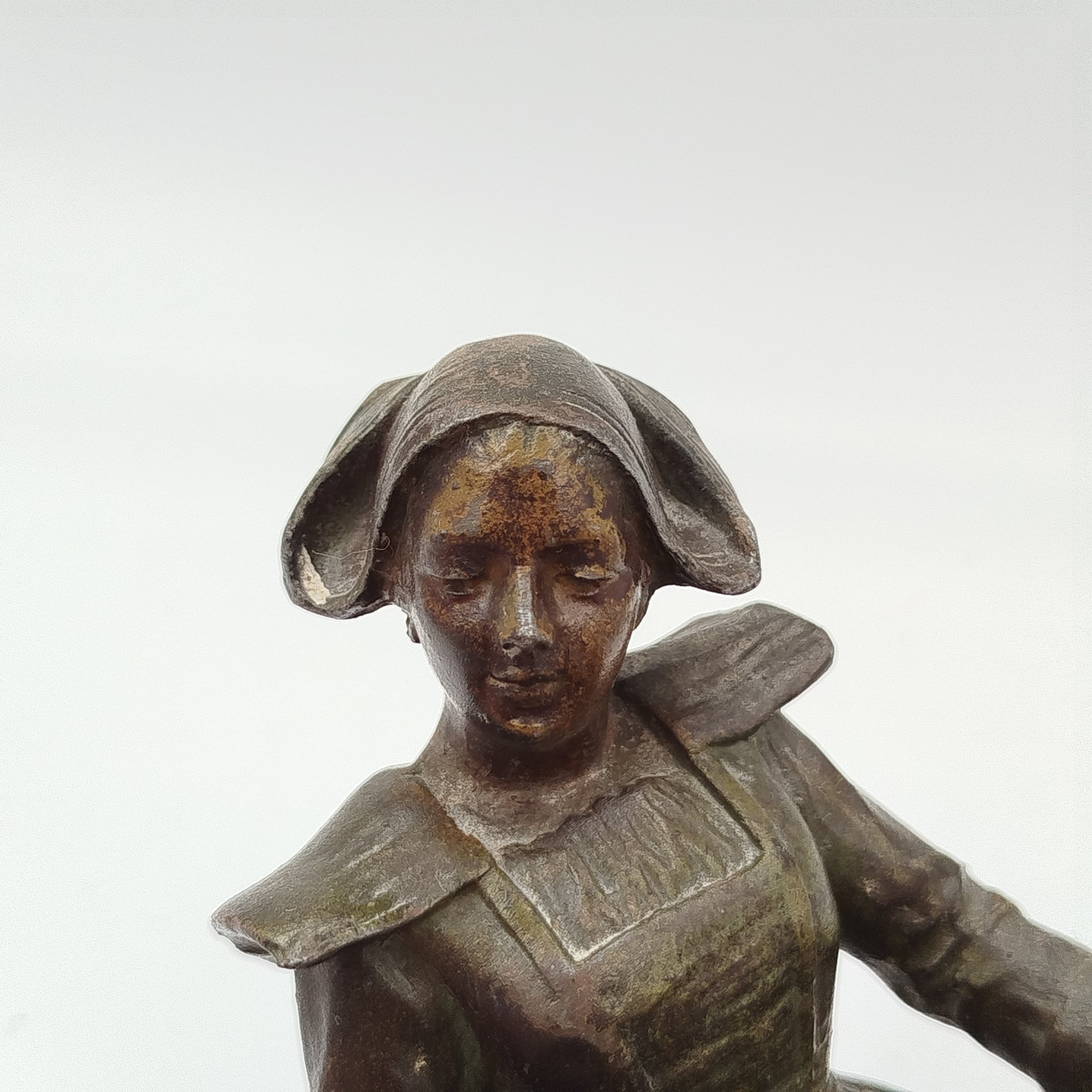 Статуэтка "Сбор урожая" ("Жница"), металл, натуральный камень, Европа, 1930-1960 гг.