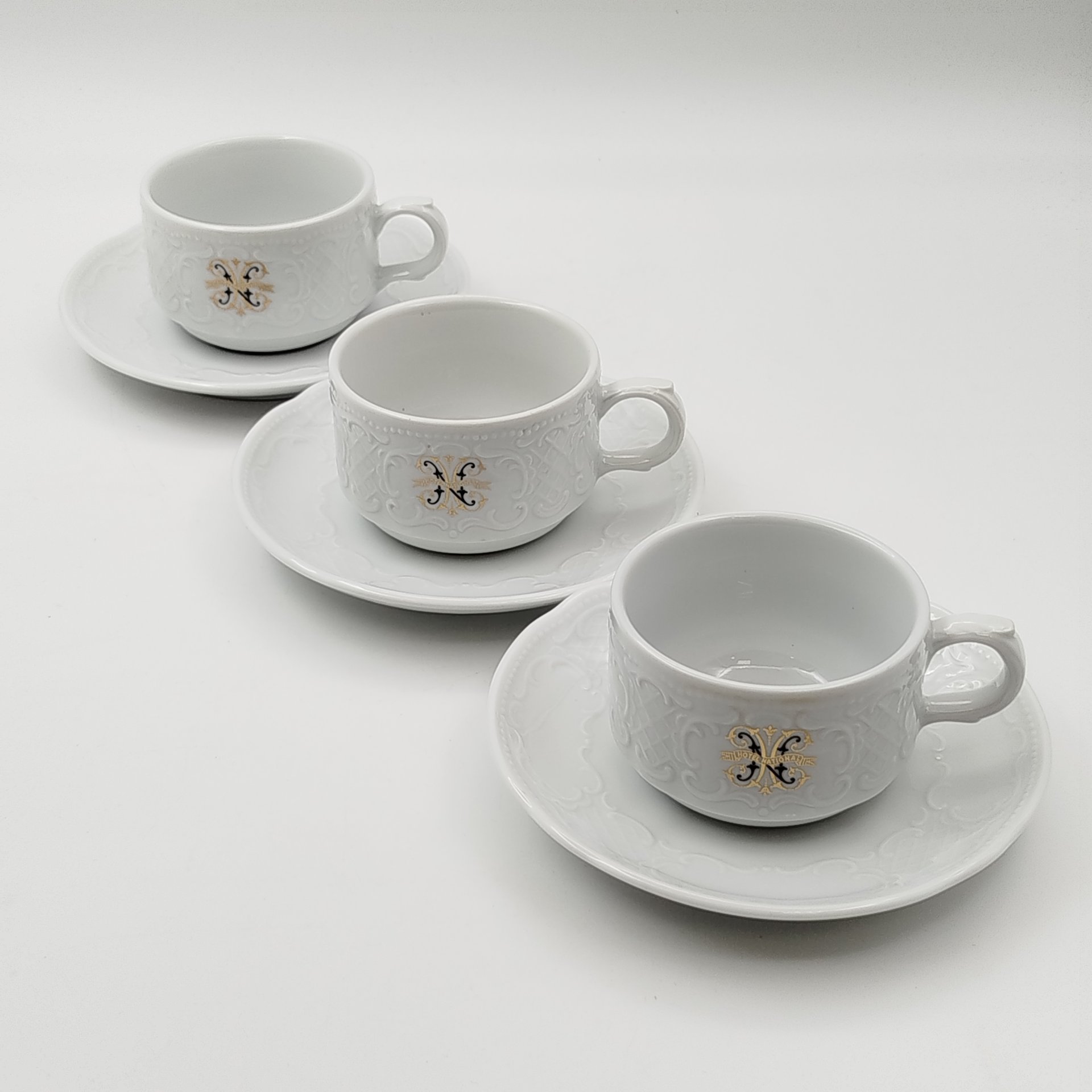 Набор из 3 чайных пар для ресторана "Hotel National"