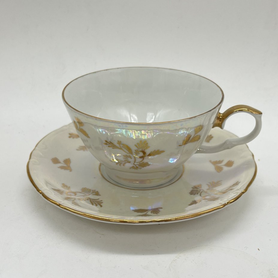 Чайная пара "Мадонна", фарфор, деколь, люстр, золочение, Kahla, ГДР, 1967-1987 гг.