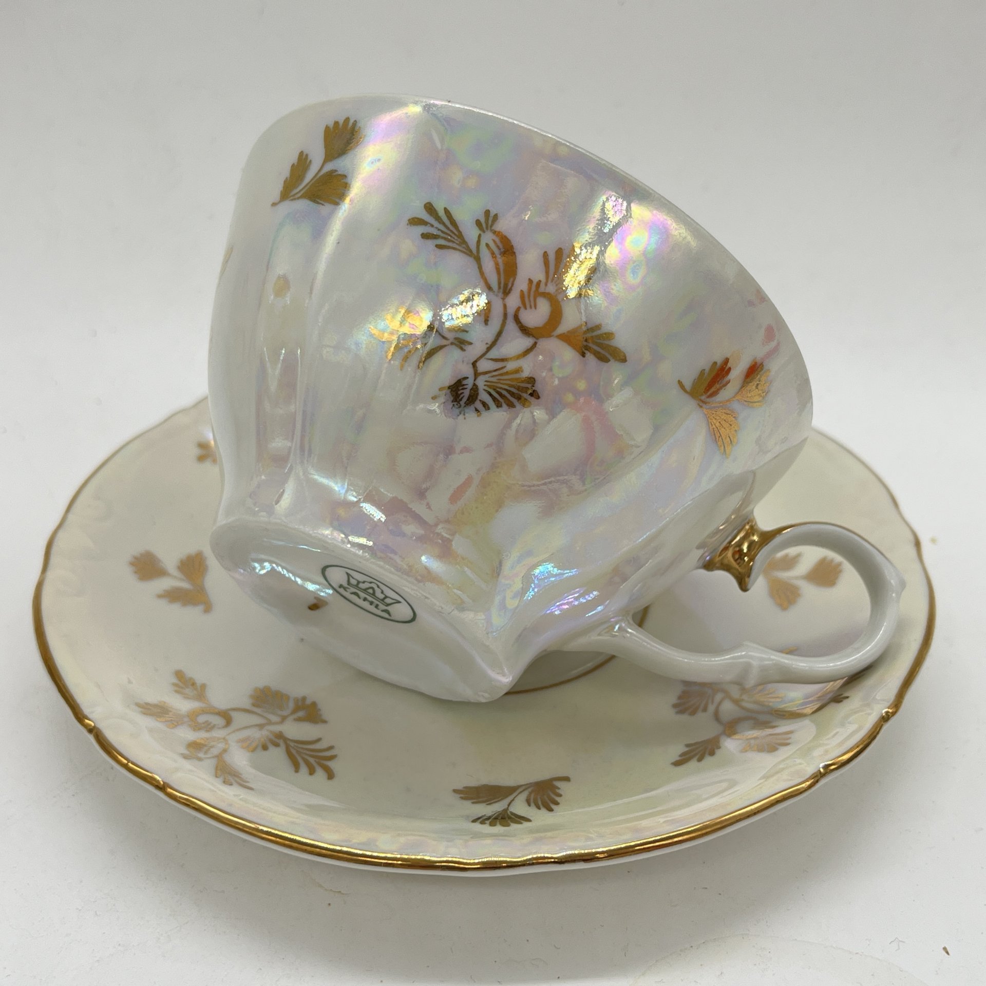 Чайная пара "Мадонна", фарфор, деколь, люстр, золочение, Kahla, ГДР, 1967-1987 гг.