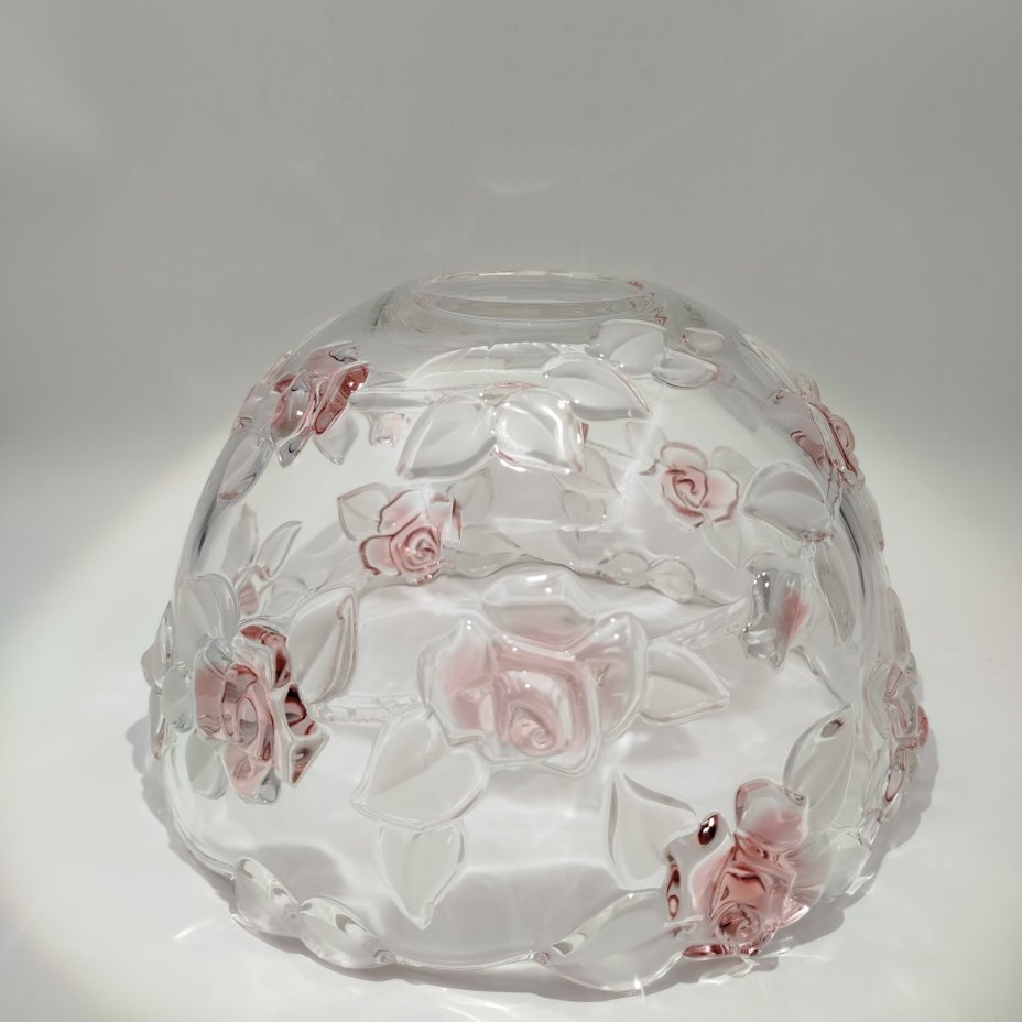 Крупный салатник с рельефным цветочным декором, стекло, Walther Glas, Германия, 1990-2010 гг., Walther Glas