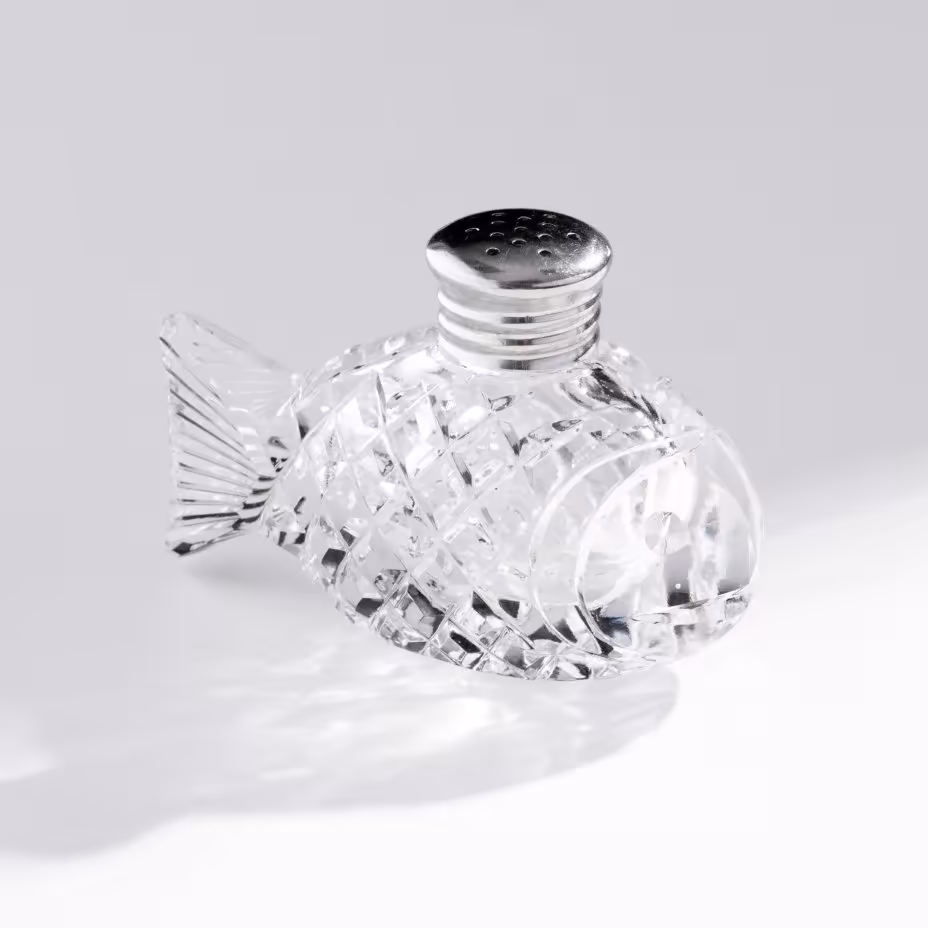 Солонка "Рыба", хрусталь, металл, СССР, 1970-1990 гг.