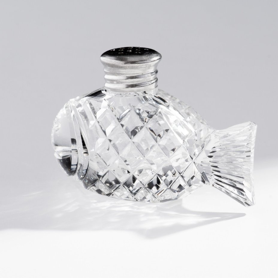 Солонка "Рыба", хрусталь, металл, СССР, 1970-1990 гг.
