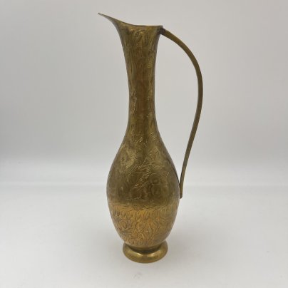 Кувшин с растительным декором в восточном стиле, латунь, гравировка, Индия, 1960-1990 гг.