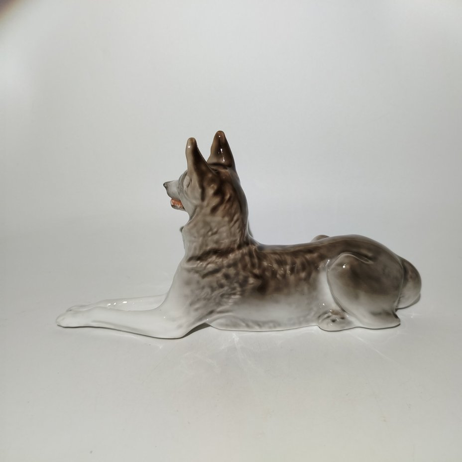 Статуэтка "Немецкая овчарка", скульптор В.С. Драчинская, фарфор, роспись, Ленинградский фарфоровый завод (ЛФЗ), СССР, 1950-1959 гг., Ленинградский фарфоровый завод (ЛФЗ)