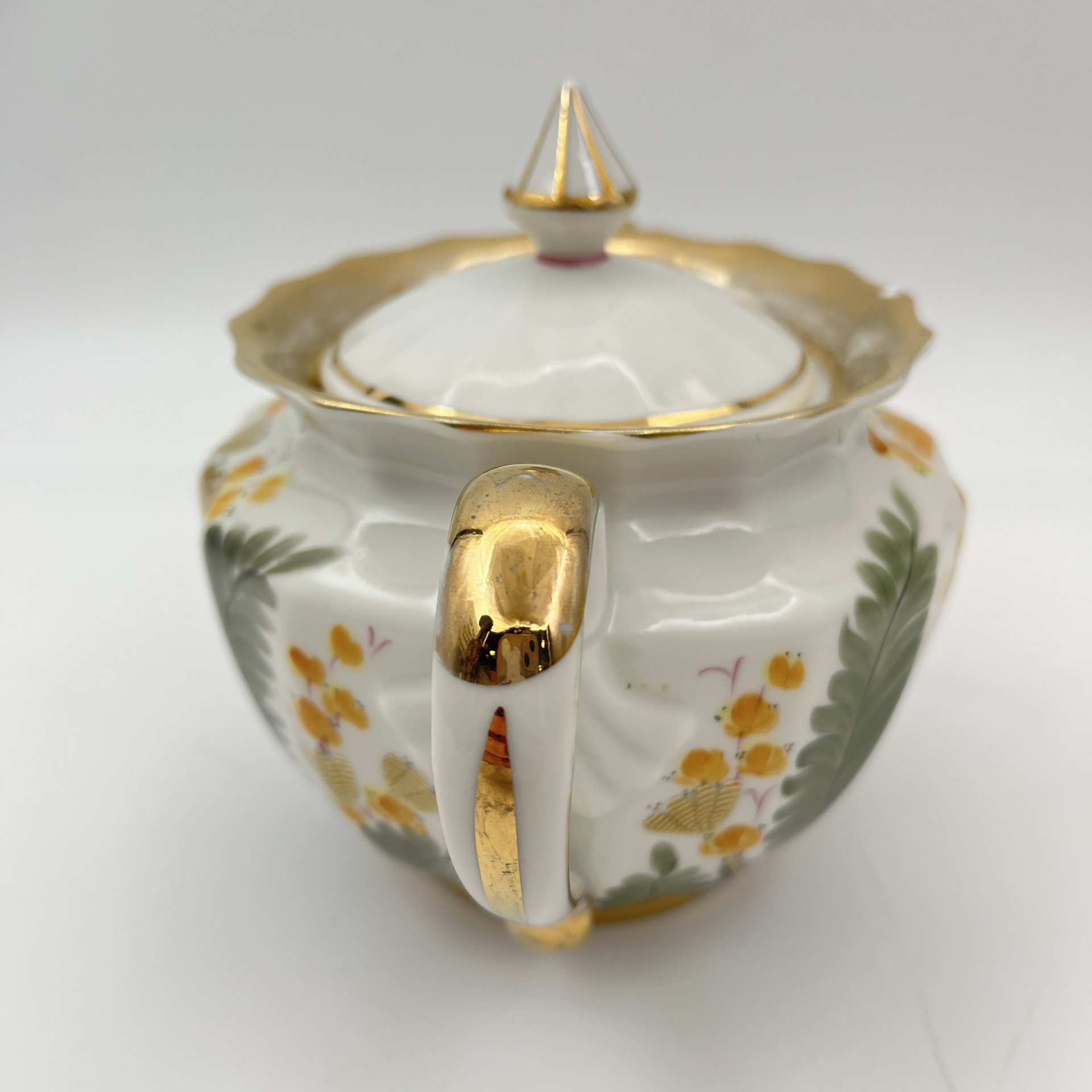 Сахарница из сервиза "Горюн-трава" (крышка в подборе), фарфор, роспись, золочение, Дмитровский фарфоровый завод (ДФЗ Вербилки), СССР, 1965-1991 гг.