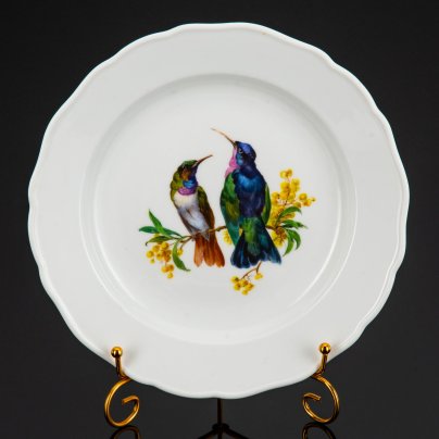 Тарелка "Птицы на ветке мимозы", Meissen (Мейсенский фарфор)