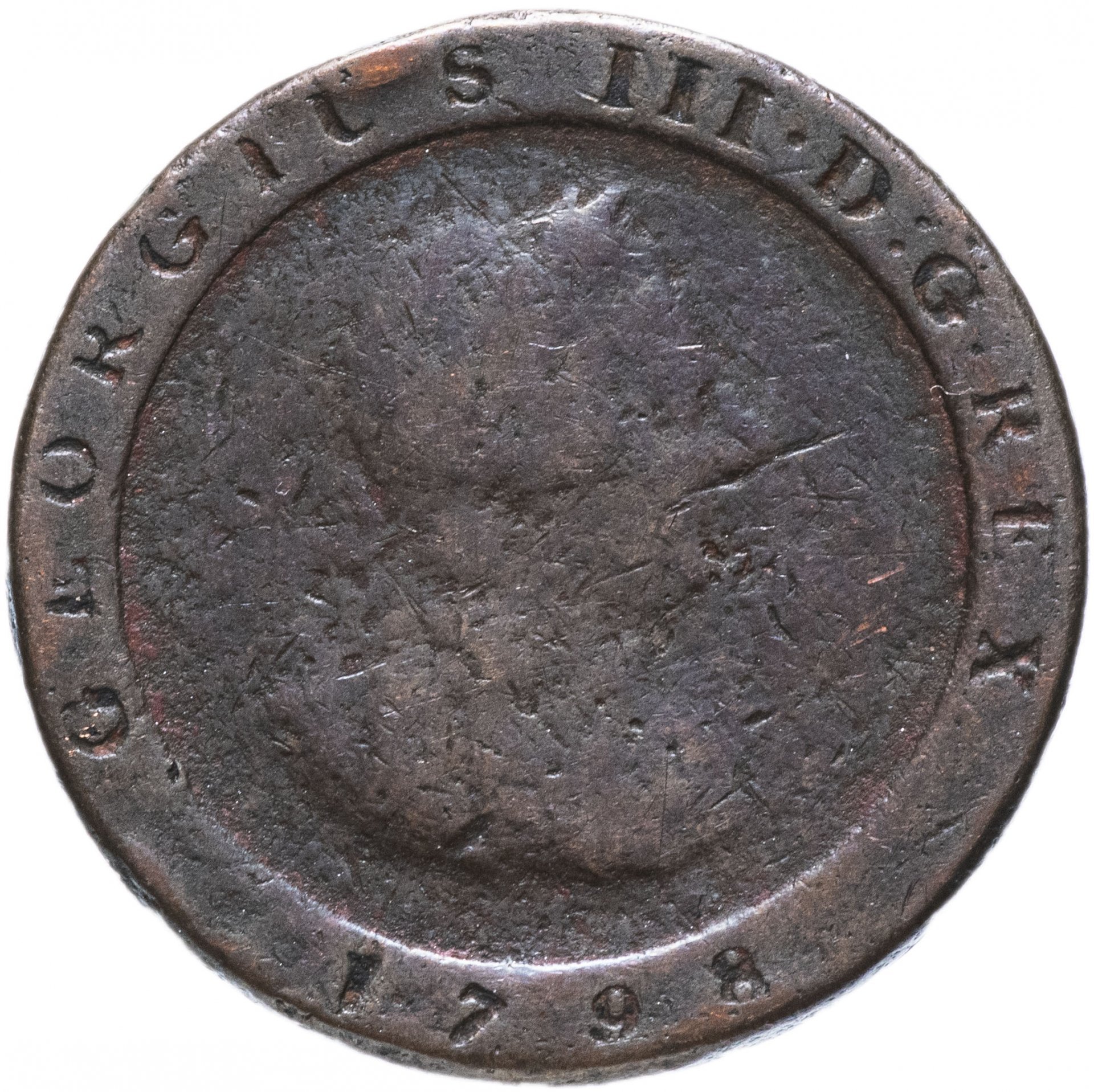 Остров Мэн 1/2 пенни (Half Penny) 1798 Георг 3 (George III)
