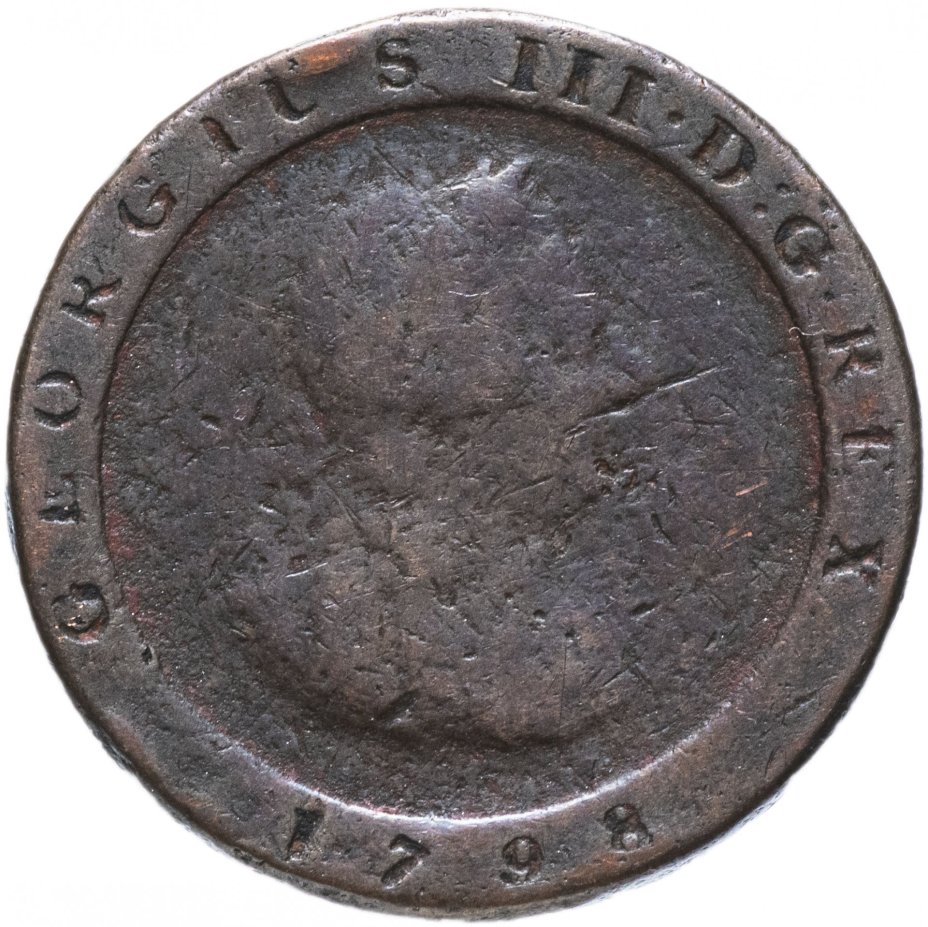 Остров Мэн 1/2 пенни (Half Penny) 1798 Георг 3 (George III)