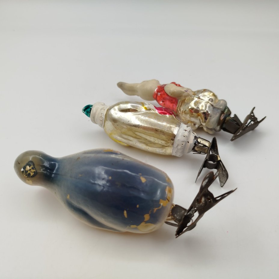 Набор из трёх ёлочных игрушек на прищепках (заяц, Дед Мороз и пингвин)