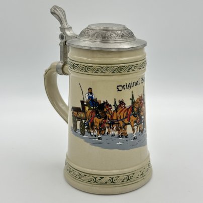 Кружка пивная, с изображениями гужевой повозки и надgисью "Original Bierzug" (пивной поезд), Domex