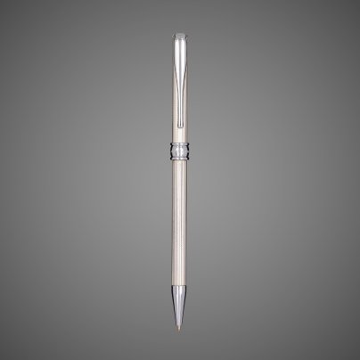 Шариковая ручка Aurora Magellano Guilloche Barley Silver CT, в подарочной коробке, Металлы: латунь, серебро