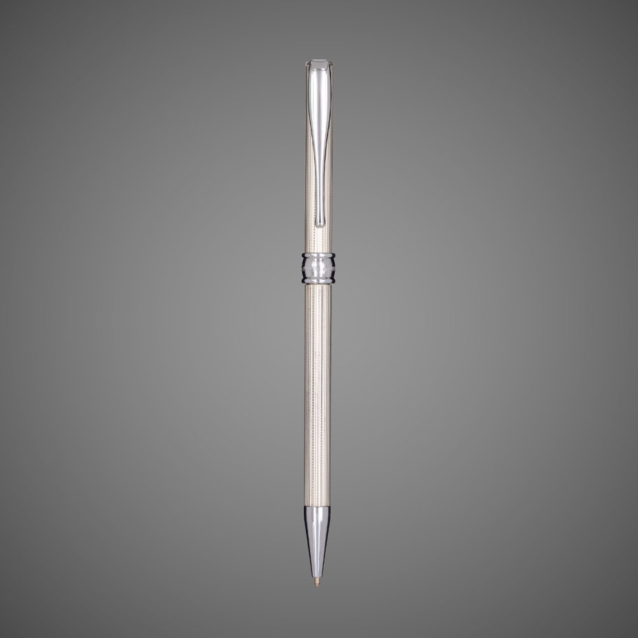 Шариковая ручка Aurora Magellano Guilloche Barley Silver CT, в подарочной коробке, Металлы: латунь, серебро