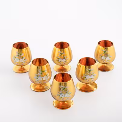 Набор из 6 бокалов с цветочных лепным декором, Bohemia Crystal (Bohemia Glass)