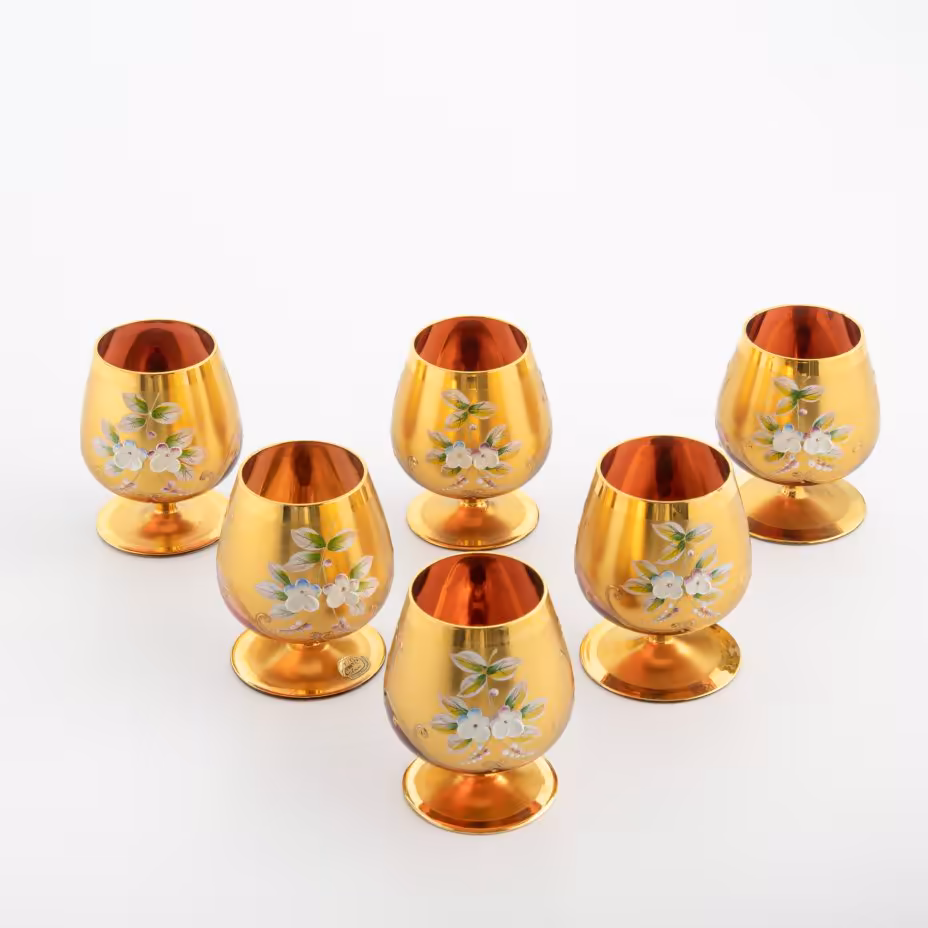 Набор из 6 бокалов с цветочных лепным декором, Bohemia Crystal (Bohemia Glass)