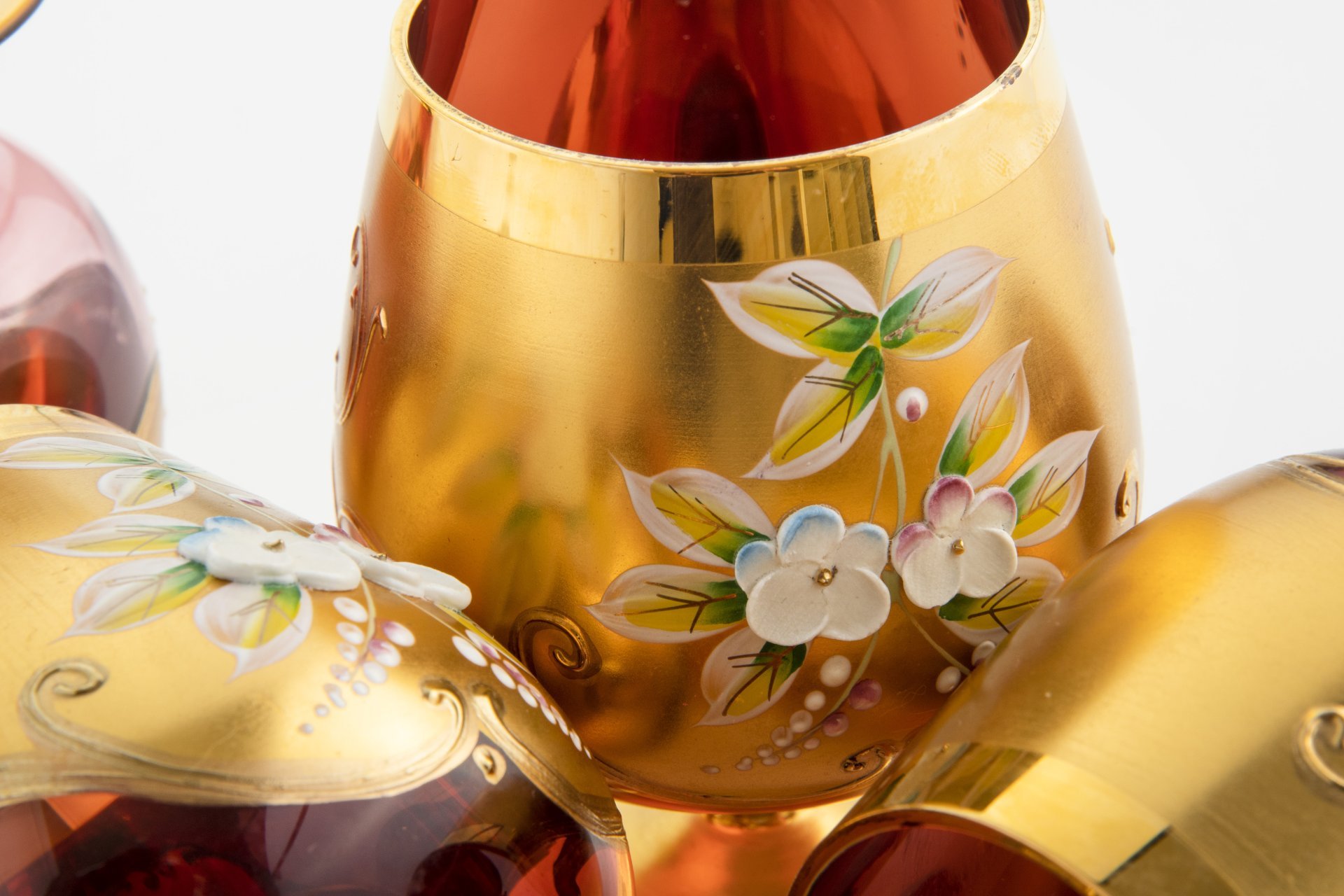 Набор из 6 бокалов с цветочных лепным декором, Bohemia Crystal (Bohemia Glass)