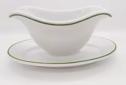 Соусник с каймой зелёного цвета, фарфор, обводка, Kaestner Saxonia, ГДР, 1930-1970 гг., Kaestner Saxonia
