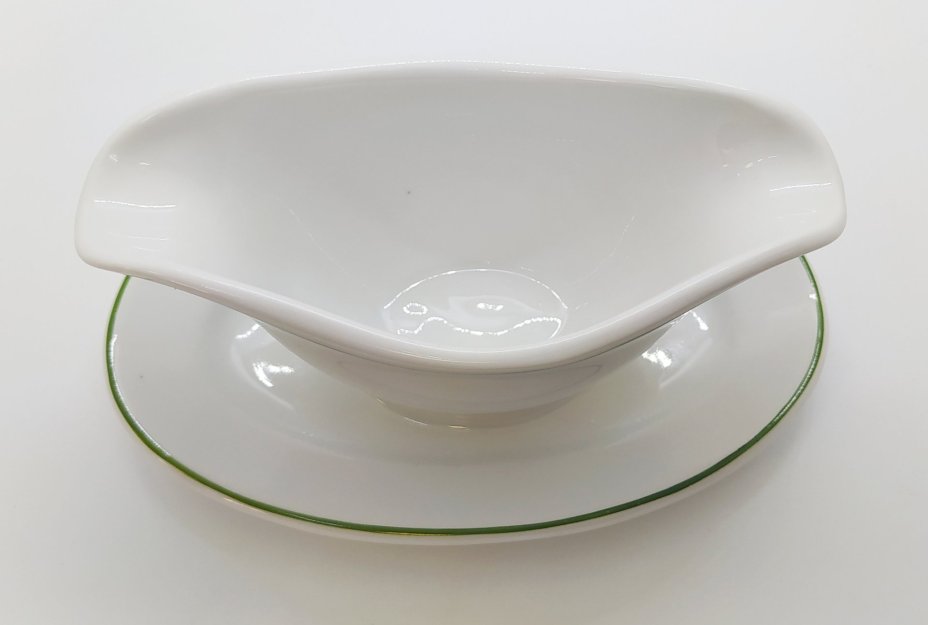 Соусник с каймой зелёного цвета, фарфор, обводка, Kaestner Saxonia, ГДР, 1930-1970 гг., Kaestner Saxonia