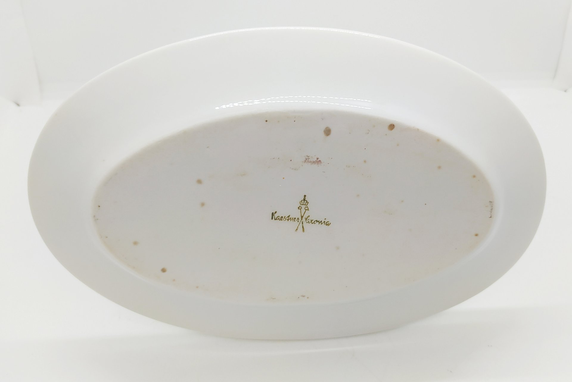Соусник с каймой зелёного цвета, фарфор, обводка, Kaestner Saxonia, ГДР, 1930-1970 гг., Kaestner Saxonia