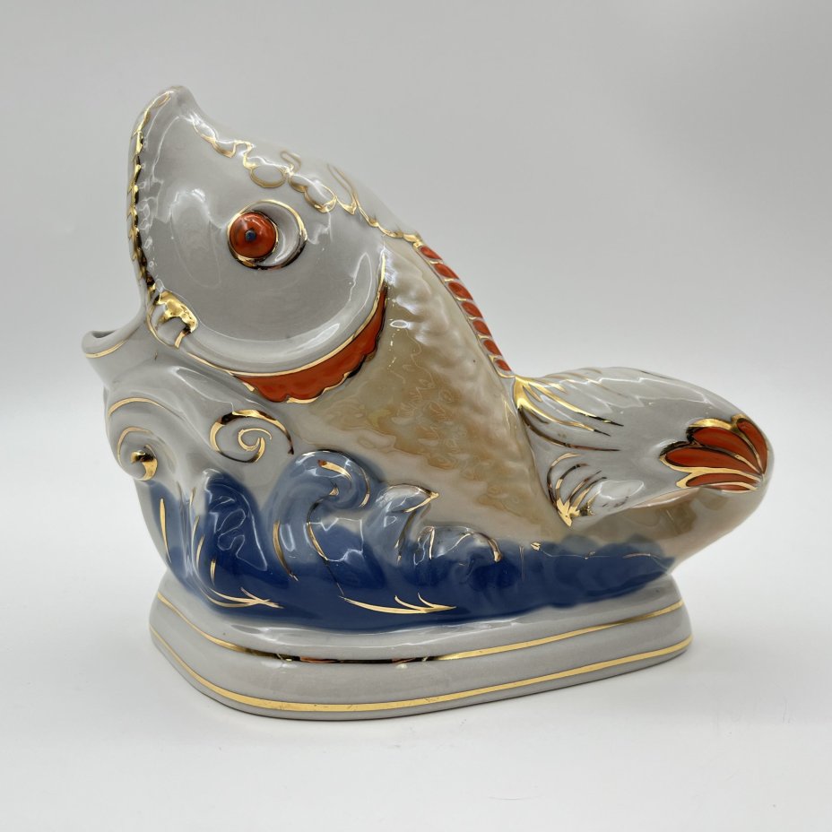 Салфетница "Рыба", фарфор, роспись, золочение, Коростенский фарфоровый завод (КФЗ), СССР, 1960-1990 гг.