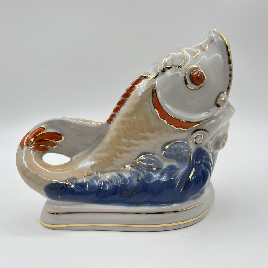 Салфетница "Рыба", фарфор, роспись, золочение, Коростенский фарфоровый завод (КФЗ), СССР, 1960-1990 гг.