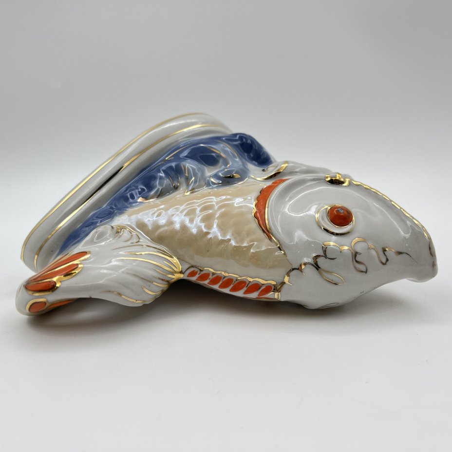 Салфетница "Рыба", фарфор, роспись, золочение, Коростенский фарфоровый завод (КФЗ), СССР, 1960-1990 гг.