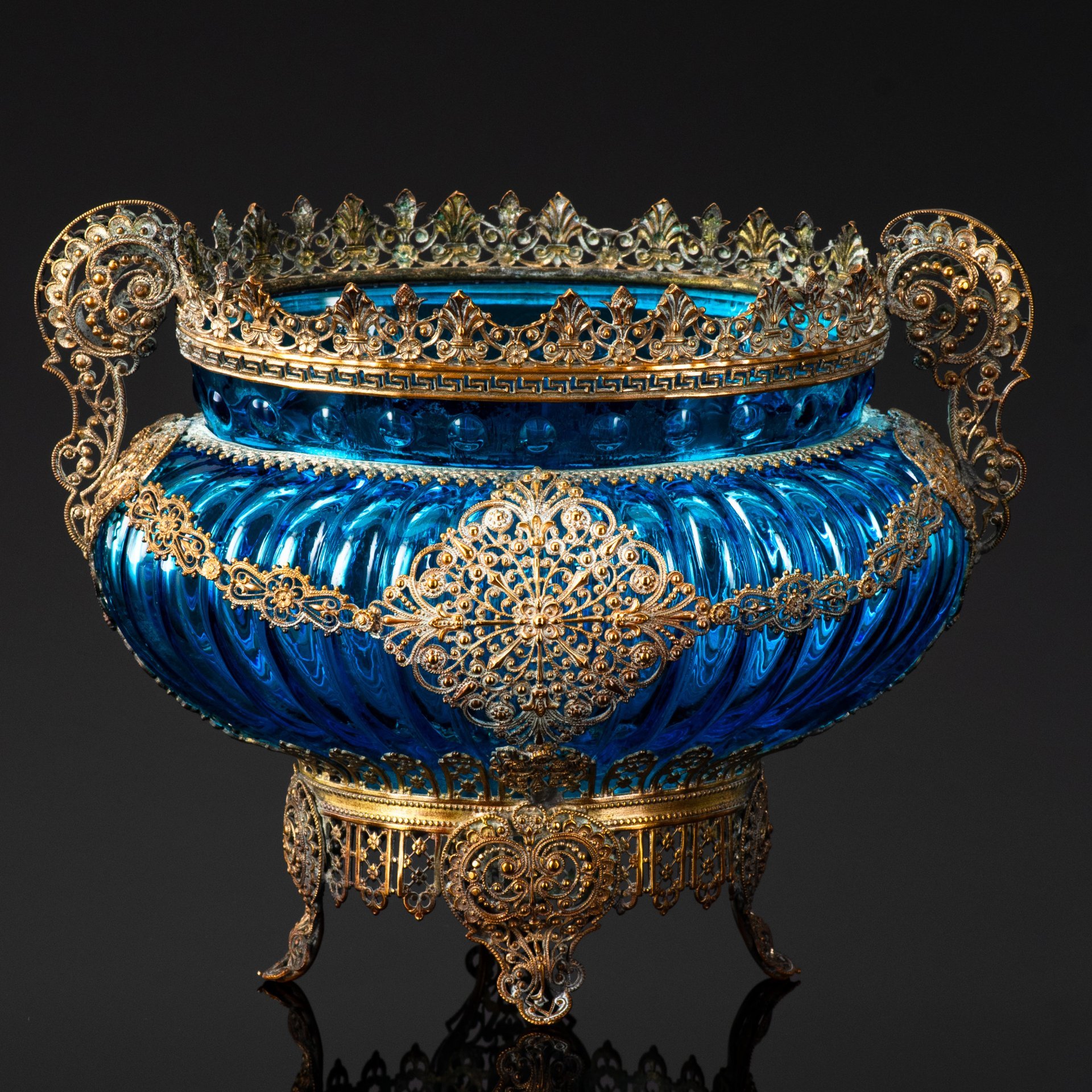 Вазочка в ажурной оплетке, металл, стекло, Западная Европа, 1910-1950 гг.