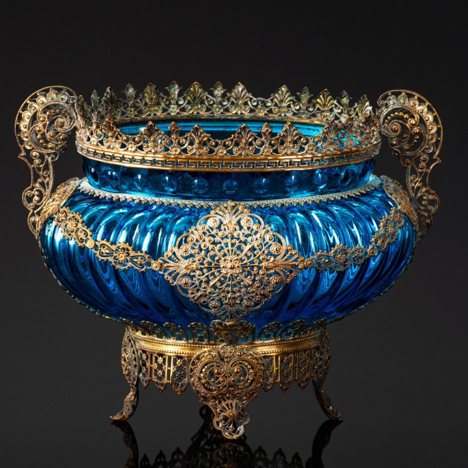 Вазочка в ажурной оплетке, металл, стекло, Западная Европа, 1910-1950 гг.