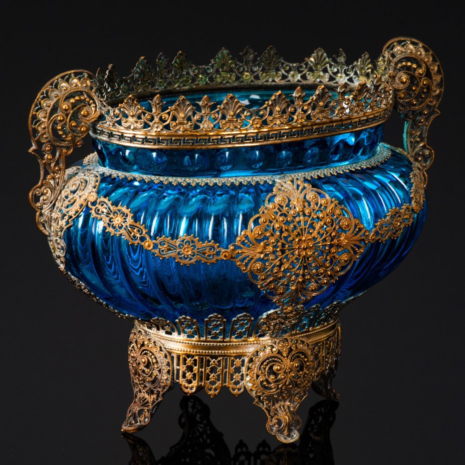 Вазочка в ажурной оплетке, металл, стекло, Западная Европа, 1910-1950 гг.