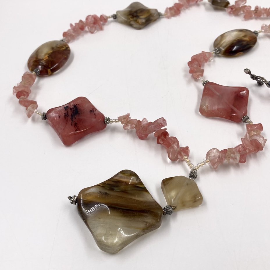Винтажные бусы со вставками разных форм, металл, стекло, бисер