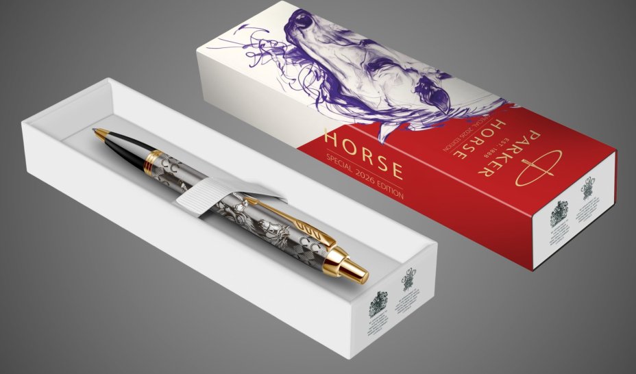 Шариковая ручка Parker IM Horse Special Edition, цвет: St. Steel GT, стержень: Mblue в подарочной коробке, Металлы: нержавеющая сталь