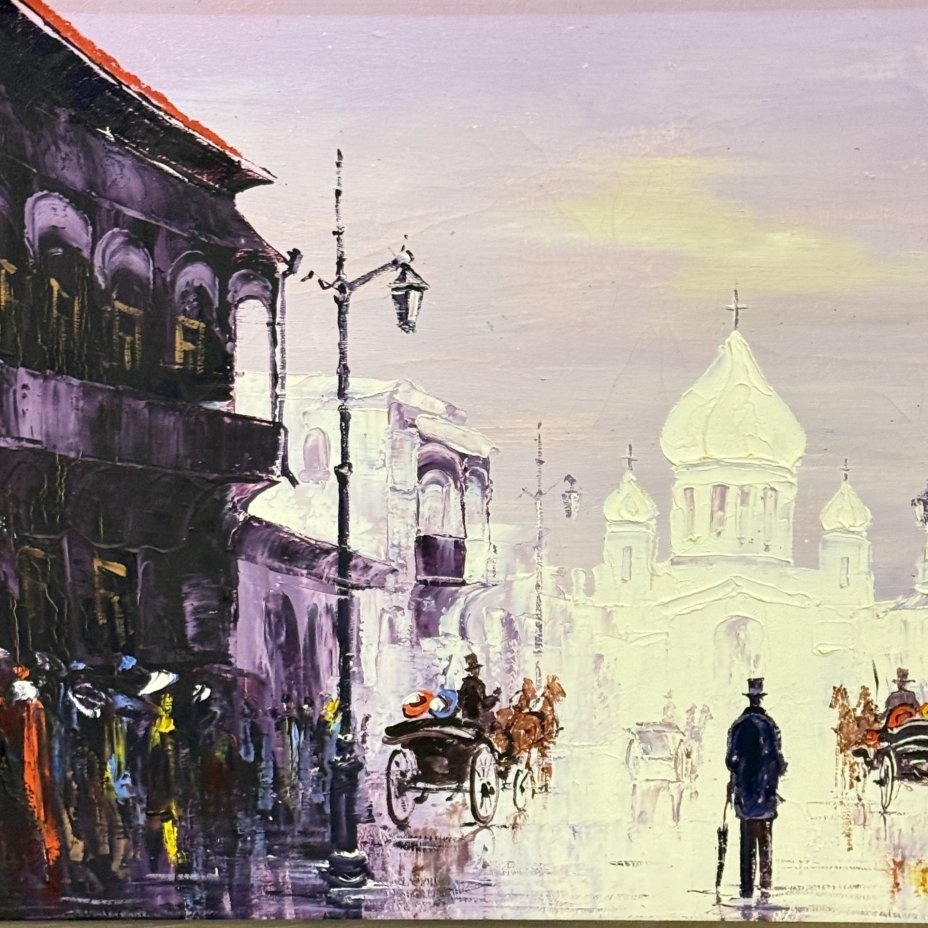Картина "Вечерний город", холст, акрил, дерево, Российская Федерация, 1998 г.