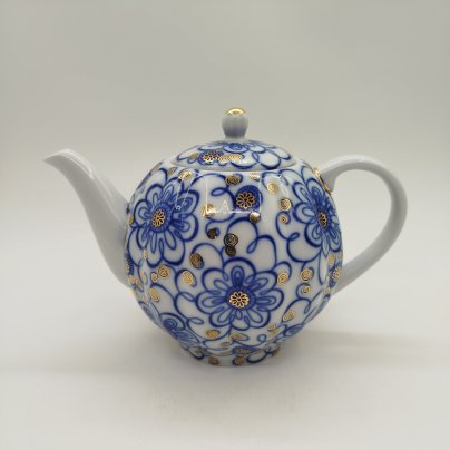 Чайник заварочный с цветочным декором, фарфор, золочение, деколь, Императорский фарфоровый завод (ИФЗ), Россия, 1991-2020 гг.