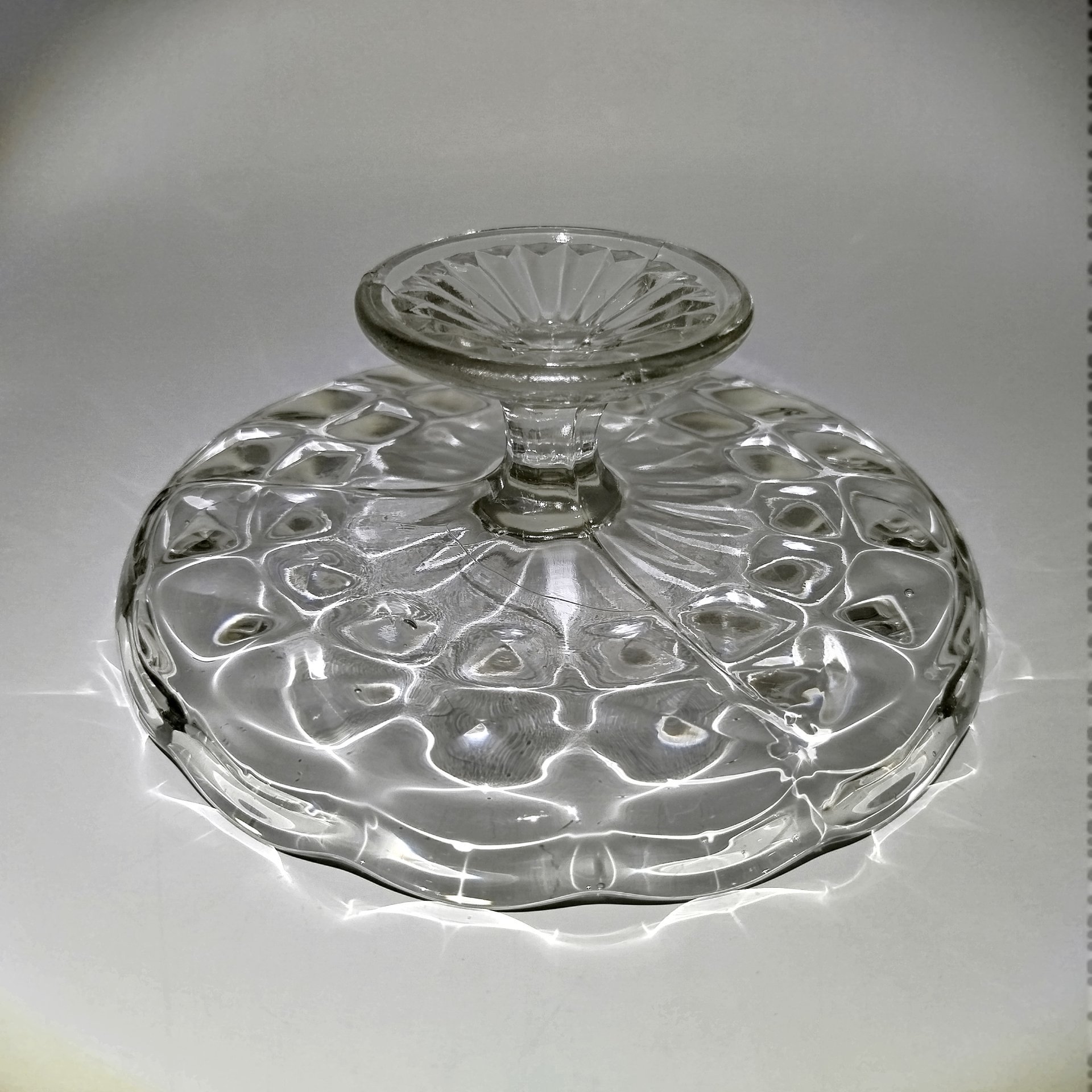 Ваза на ножке (тортница), стекло, пресс, СССР, 1950-1980 гг.