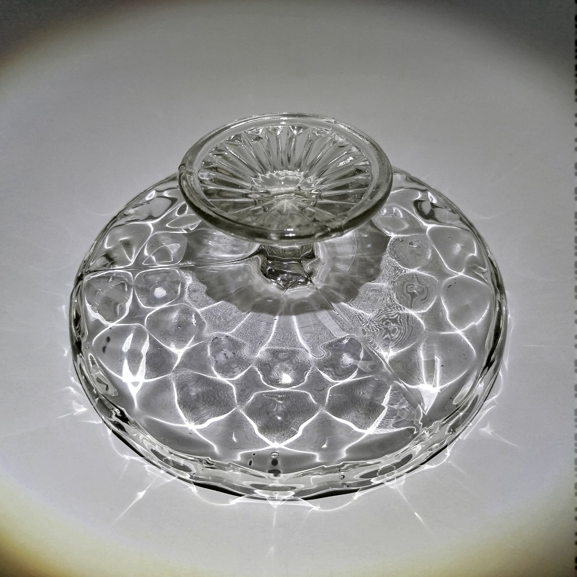Ваза на ножке (тортница), стекло, пресс, СССР, 1950-1980 гг.