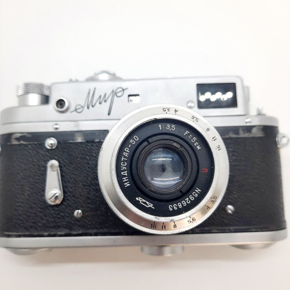 Фотоаппарат "Мир" с объективом "Индустар-50" в оригинальном кофре, Красногорский механический завод (КМЗ)
