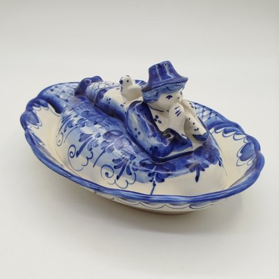 Масленка "Пастушок с дудочкой", авт. Акулова, Гжель