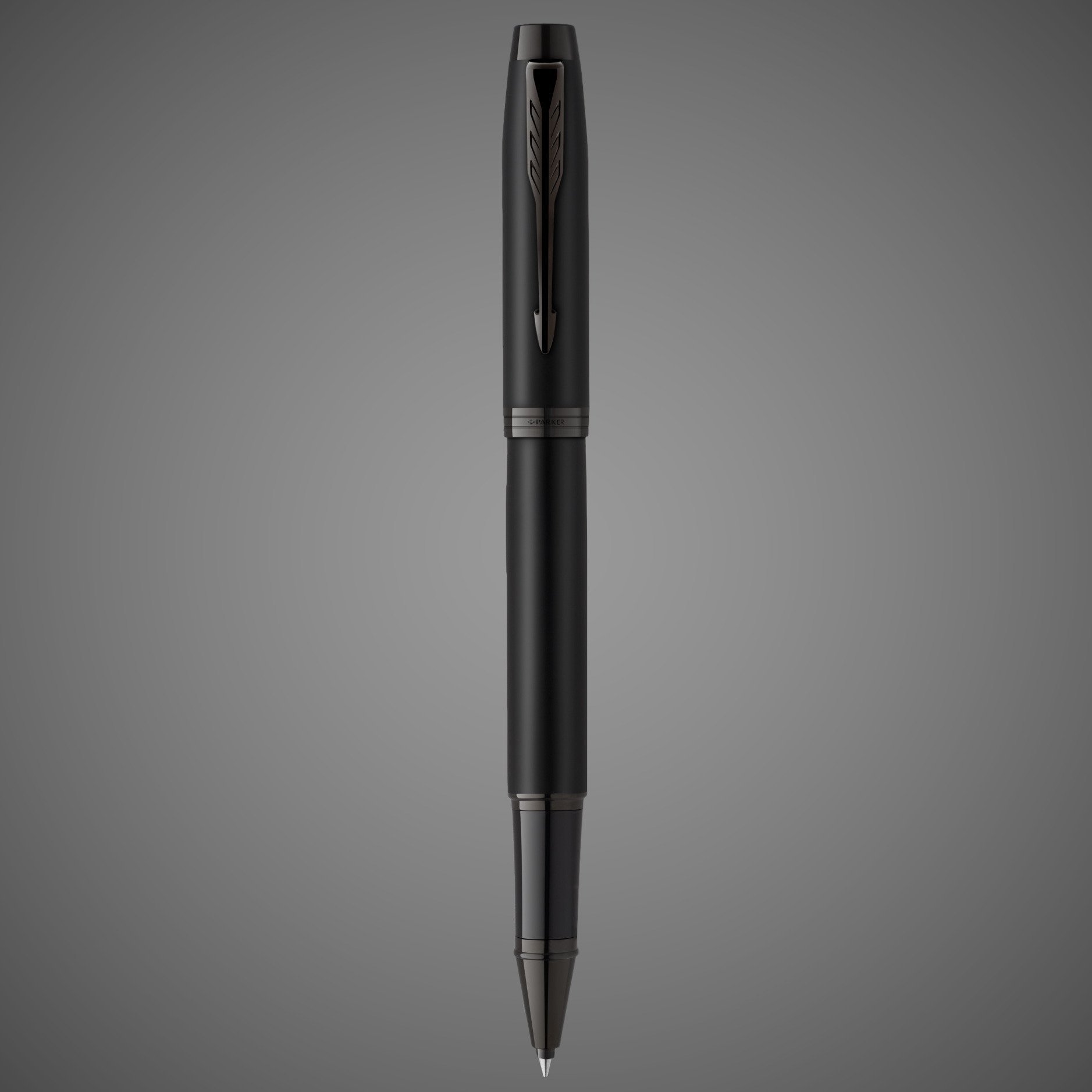 Ручка-роллер Parker IM Achromatic, Black BT, стержень: F, цвет чернил: black, в подарочной упаковке., Лаки и смолы: лак, латунь