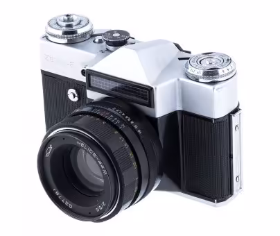 Фотоаппарат "Zenit-E" с объективом "Helios-44М", металл, пластик, завод "КМЗ", СССР, 1965-1982 гг.