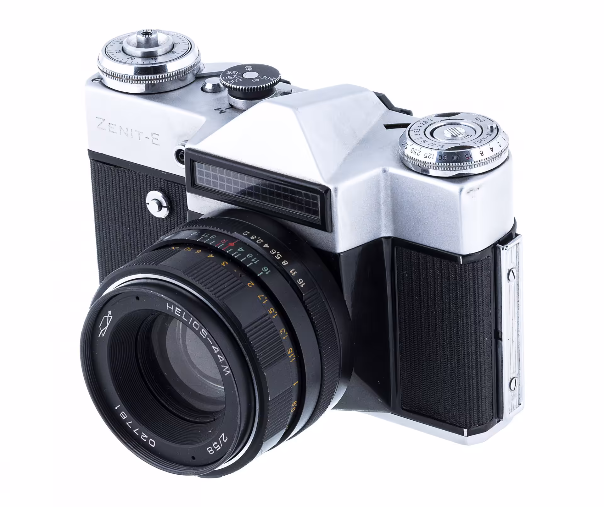 Фотоаппарат "Zenit-E" с объективом "Helios-44М", металл, пластик, завод "КМЗ", СССР, 1965-1982 гг.