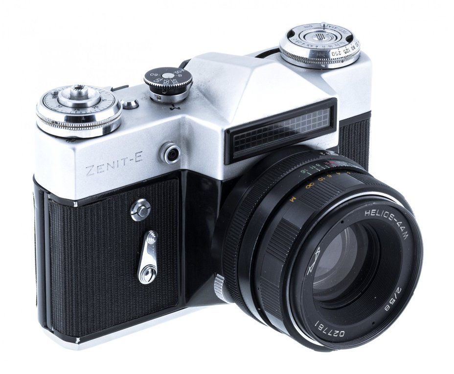 Фотоаппарат "Zenit-E" с объективом "Helios-44М", металл, пластик, завод "КМЗ", СССР, 1965-1982 гг.